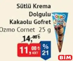 ŞÖLEN OZMO CORNET SÜTLÜ KREMA DOLGULU KAKAOLU GOFRET 25 G fiyat ve kampanya bilgisi